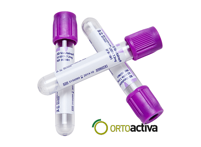 TUBO VACUTAINER EDTA K2 13 x 100 6 ml. PLASTICO LILA (100 unid.) REF. 367864 